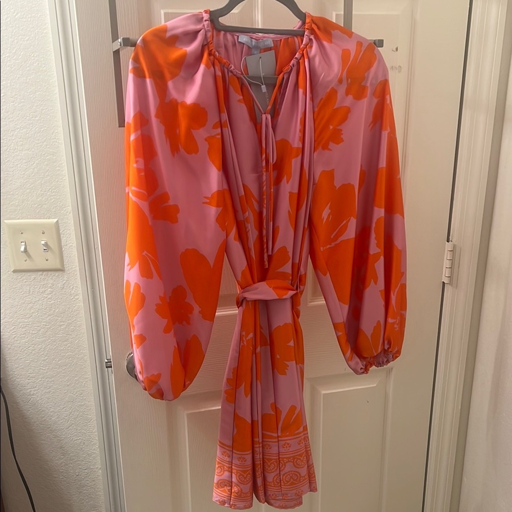 Vibrant Orange and Pink Floral Dress